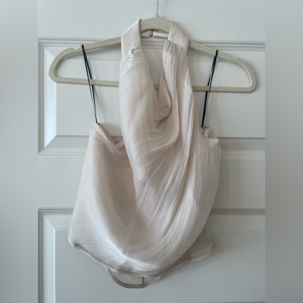 NWT, H&M Cream Satin Halter Blouse